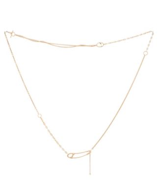 Very Large Chaine d'Ancre Punk Lariat Long Necklace 18K Rose Gold with Diamond, 37.5"