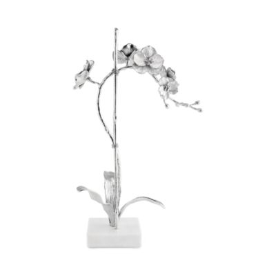 Silver Orchid Stem Sculpture - Small