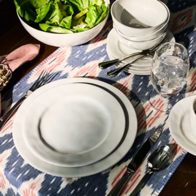 Ikat Table Runner, 18" x 90" - Blue/Pink