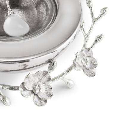 Silver Orchid Caviar Dish With Spoon