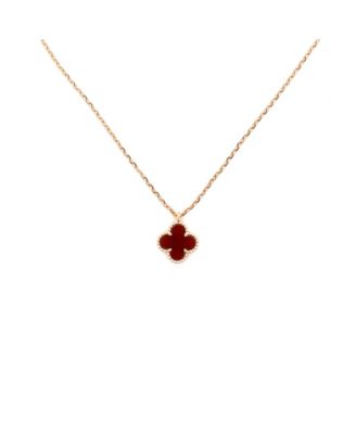  Sweet Alhambra Pendant Necklace 18K Rose Gold and Carnelian, 14.75 - 15.5"