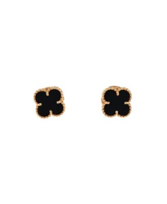 Sweet Alhambra Stud Earrings 18K Gold and Onyx