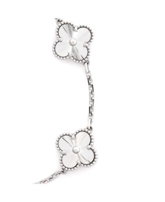  Vintage Alhambra 5 Motifs Bracelet Guilloche 18K White Gold