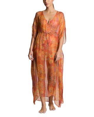 Printed Midi Swim Cover Up Caftan