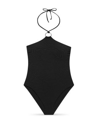 Ring High Neck Halter One Piece Swimsuit
