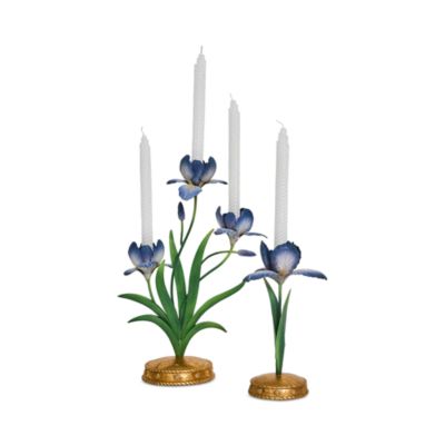 Meadow Walk Iris 14" Centerpiece Candelabra - Chambray