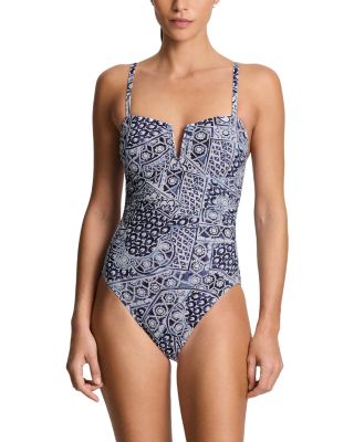 V Wire Over The Shoulder One Piece Swimsuit