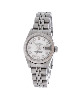  Oyster Perpetual Datejust Automatic Watch in Stainless Steel and White Gold with Diamond Markers and Mother of Pearl 26mm