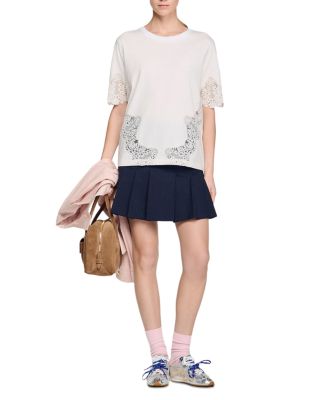 Cotton Tee with Lace Detail