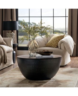  Mella 32 Inch Metal Hammered Coffee Table