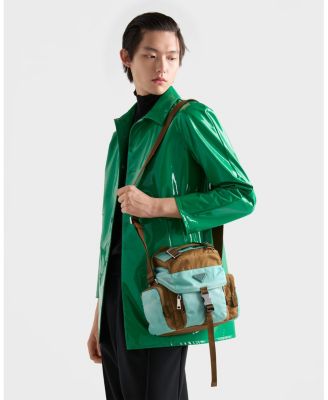  Antiqued Re-Nylon and Leather Shoulder Bag