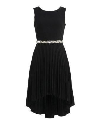  Girls' Pleated High Low Dress with Belt - Big Kid