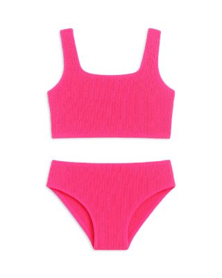 Girls' Crinkle Square Neck Two Piece Swimsuit - Big Kid 