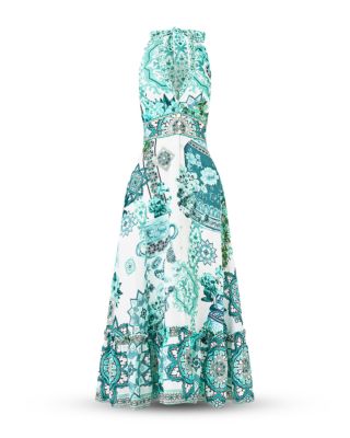 Balearic Beb&eacute; Linen Ruffle Neck Halter Dress