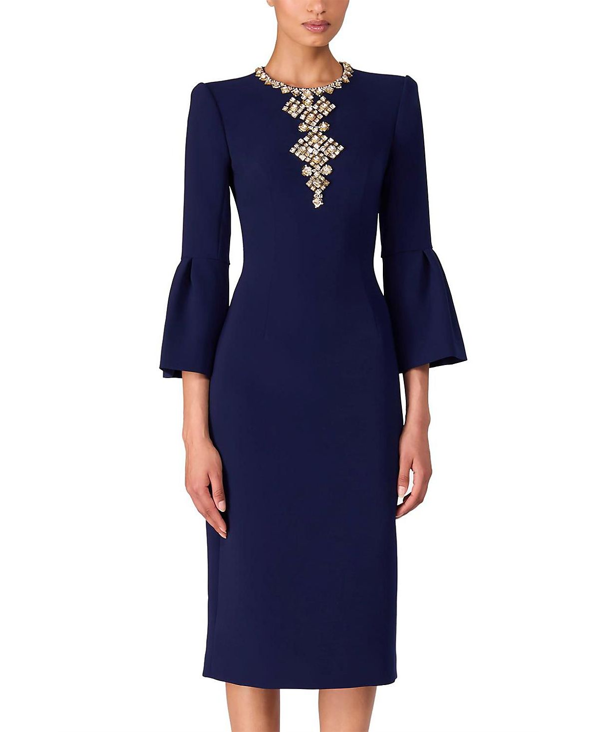 Jenny Packham Margoni Bell-sleeve embellished midi dress