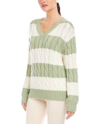 Avalee Stripe Cable Knit Sweater