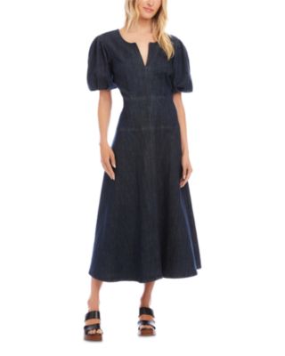 Puffed Sleeve Midi Dress