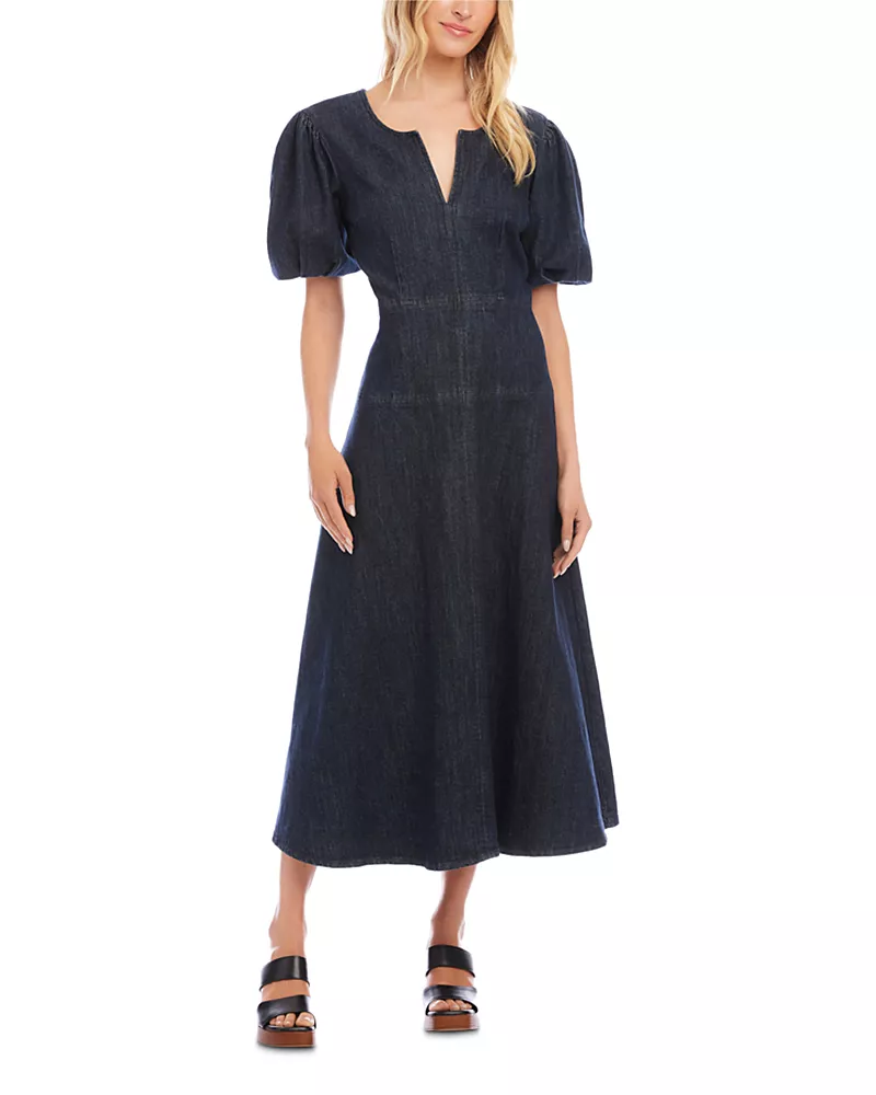Karen Kane Puffed Sleeve Midi Dress
