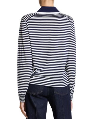 Merino Wool Striped Polo Pullover Sweater