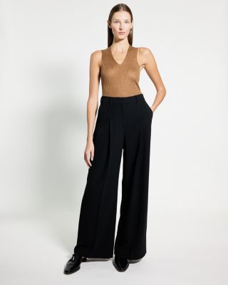 Wide Leg Pleated Trousers