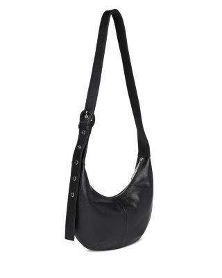 Sia Small Curved Black Leather Crossbody Bag