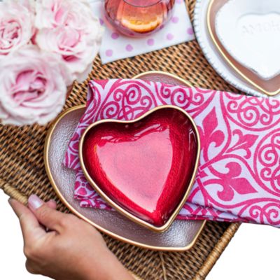 Baroque Glass Red Heart Cocktail Plate