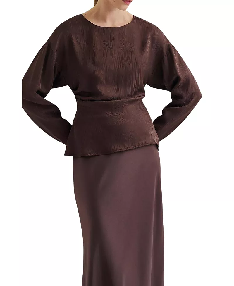 Malina Rosalie Jacquard Weave Satin Blouse