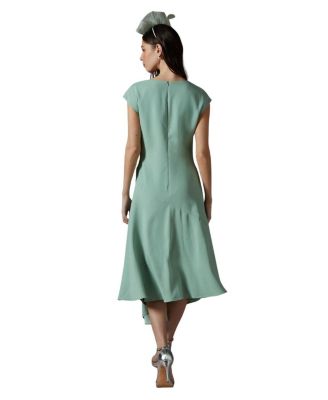 Drape Side Cap Sleeve Midi Dress