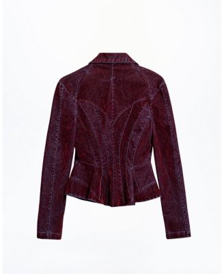Velvet Corset-Seamed Peplum Jacket