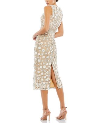  Petite Floral Applique Sleeveless Midi Dress