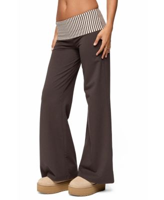 Meshey Striped Fold Over Pants