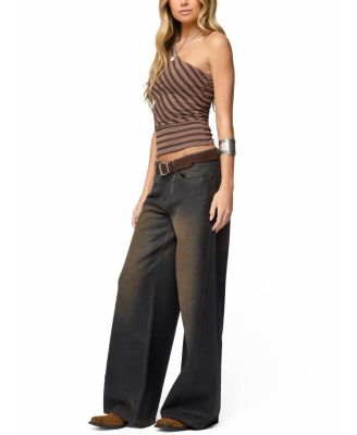 Asymmetric Striped One Shoulder Top