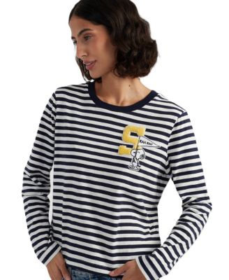 Women's Cotton Snoopy Varsity Long Sleeve T-Shirt