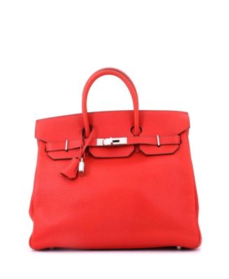 HAC 32 Handbag Red Clemence with Palladium Hardware