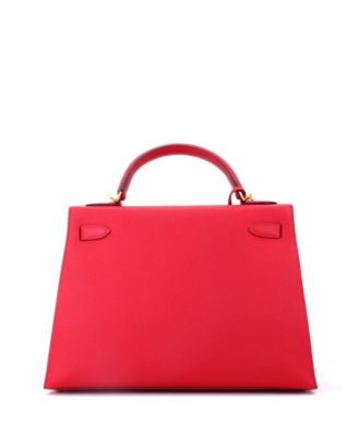 Kelly 32 Handbag Red Epsom with Gold Hardware