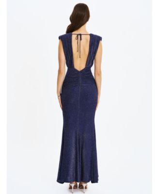  Terri Sparkle Plunging Backless Maxi Dress