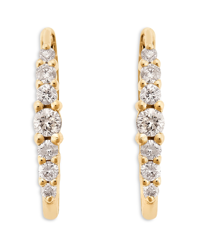 Ileana Makri 18K Yellow Gold Fine Rivulet Champagne Diamond Hoop Earrings