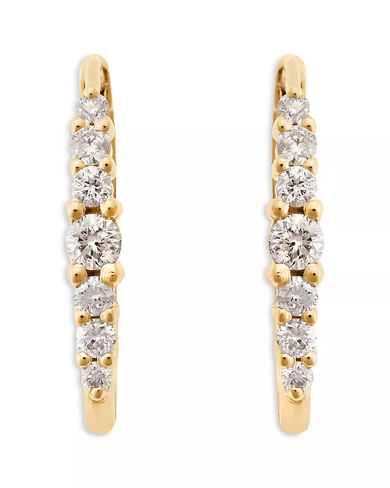 Ileana Makri 18K Yellow Gold Fine Rivulet Champagne Diamond Hoop Earrings