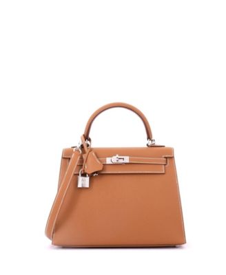 Kelly 25 Handbag Brown Epsom with Palladium Hardware