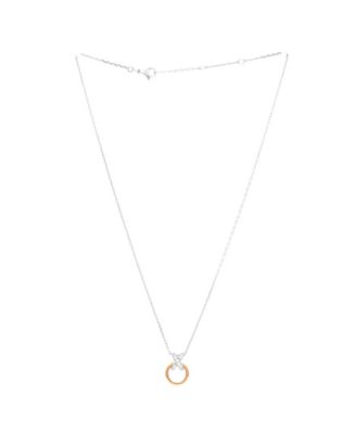  Jeux de Liens Circle Pendant Necklace 18K Rose Gold and 18K White Gold with Diamonds 16.25"