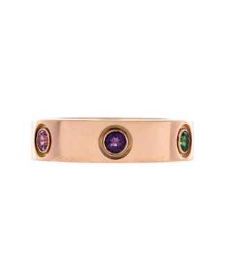  Love 6 Stone Band Ring 18K Rose Gold with Sapphires, Garnets and Amethyst