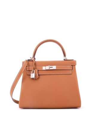 Kelly 28 Handbag Brown Madame with Palladium Hardware