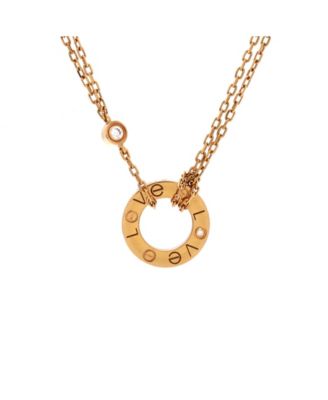  2 Diamonds Love Pendant Necklace 18K Rose Gold and Diamonds 16"