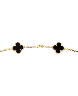  Vintage Alhambra 20 Motifs Necklace 18K Gold and Onyx 33.50"