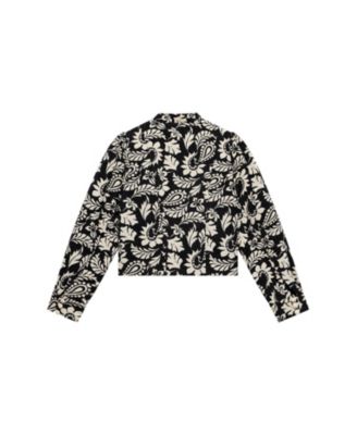  Women's Jacquard Floral Cropped Jacket