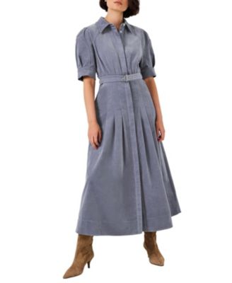  Women's Corduroy Belted Midi Dress