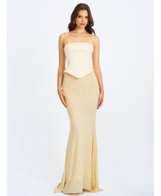  Adelina Peplum Mermaid Gown with Lace-up Back