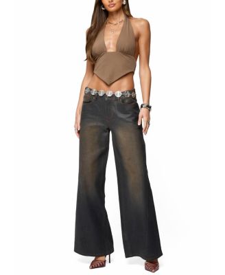 Open Back Triangle Halter Top