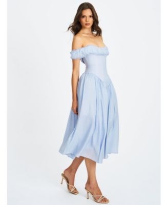  Xavy Rayon Off Shoulder Corset Midi Dress