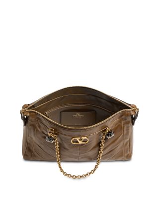 Panthea Nappa Leather Chevron VLogo Shoulder Bag